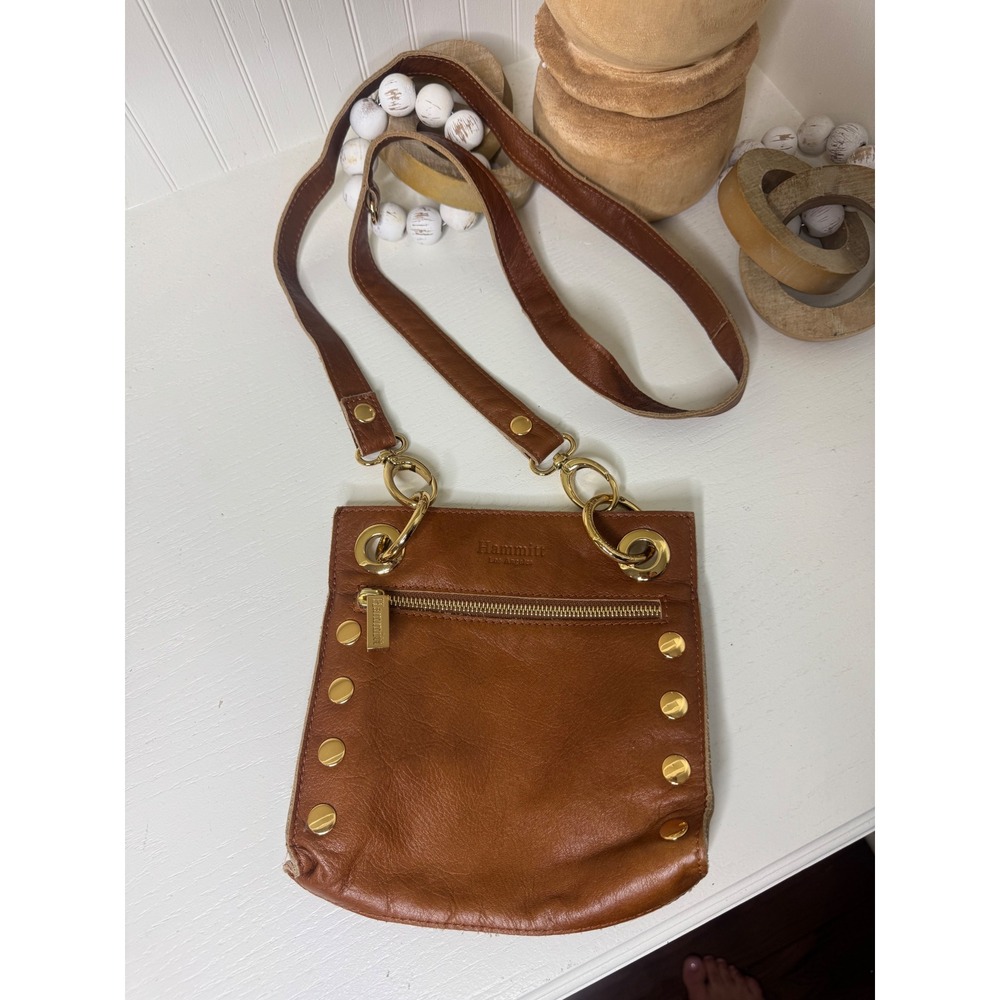 Hammitt Los Angeles Tony Small Tan Leather Crossbody Bag Gold Rivet Hardware